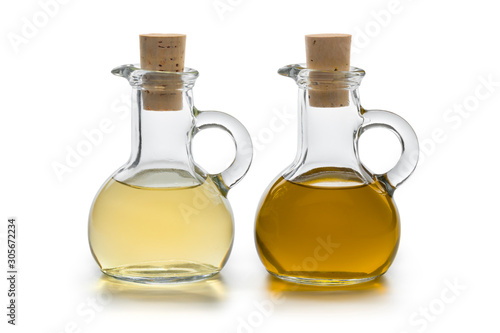 Glass bottles with oil and vinegar