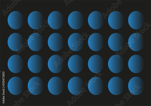 Fondo negro con óvalos azules.