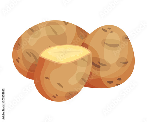Raw Unpeeled Potato For Gnocchi Preparation Vector Illustration