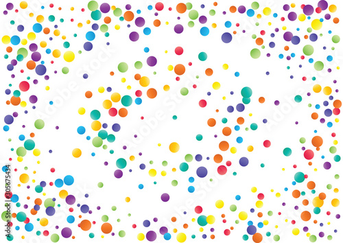 Festive color round confetti background. Abstract frame confetti texture for holiday, postcard, poster, website, carnivals, birthday and children's parties. Cover confetti mock-up. Wedding card layout