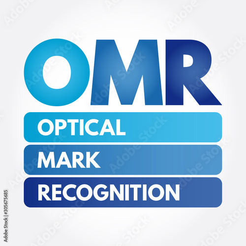 OMR - Optical Mark Recognition acronym, technology concept background