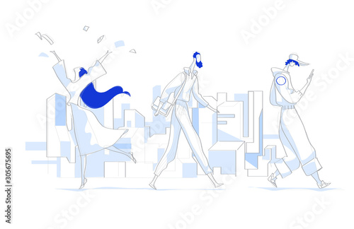 People living in modern city - Vector	