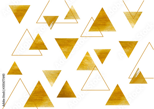 Abstract composition of golden triangles, vector illustration