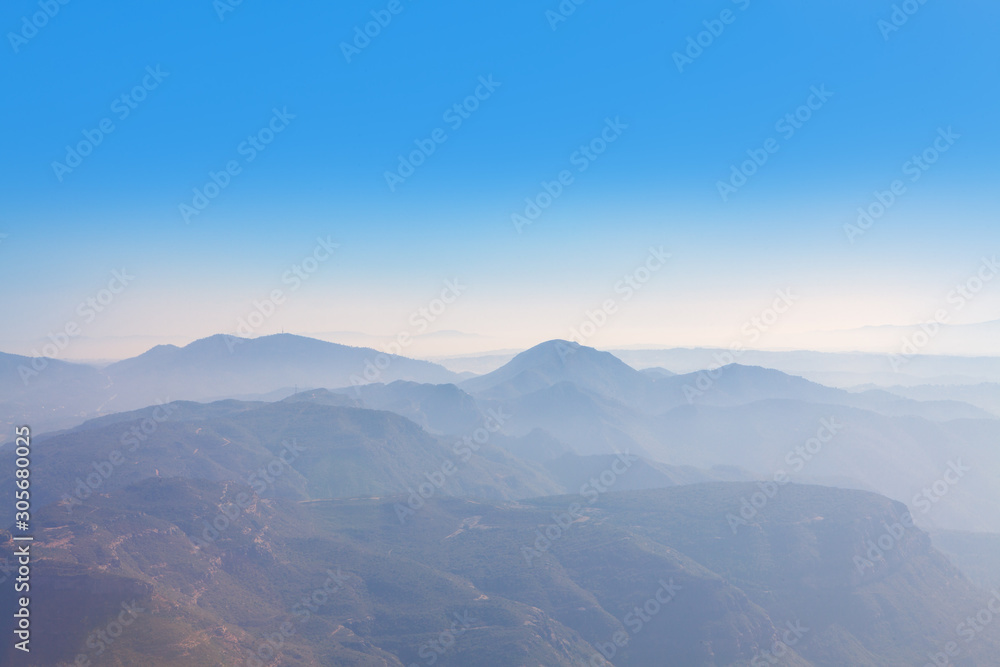 blue fantastic landscape with mountain range 