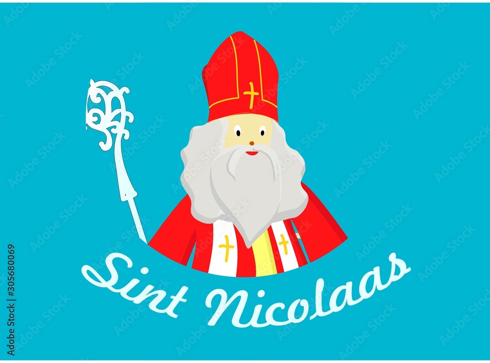 Portrait of St. Nicholas on a blue background. December Day of sweets and gifts. Portrait of St. Nicholas on a blue background. December Day of sweets and gifts.