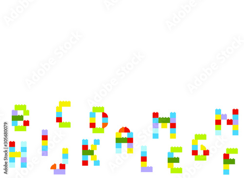 colored letters blocks, baby constructor, vector illustration, pattern