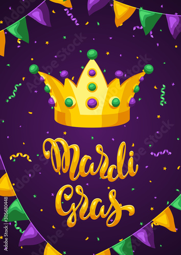 Mardi Gras party greeting or invitation card.