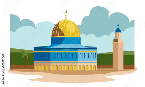 al aqsa mosque jerusalem isolated vector