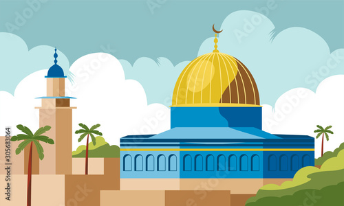 al aqsa mosque jerusalem vector