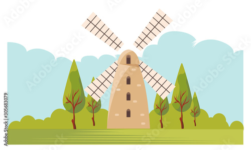 montefiore windmill israel isolated vector