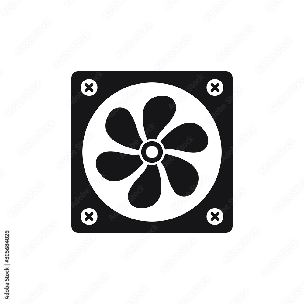 Cooling fan icons. Cool fans vector symbols, electrical air industry signs, electric wind climate industrial propellers with blades