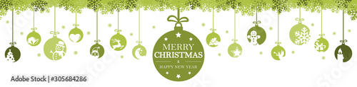 hanging baubles with christmas icons and greetings
