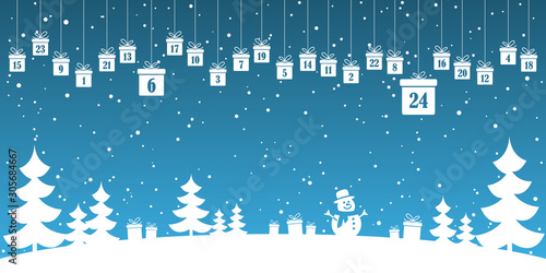 advent calendar 1 to 24 on christmas presents