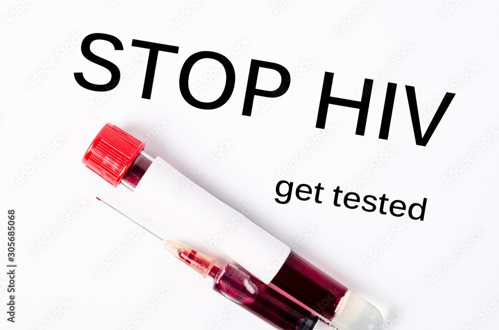 Sample blood in syringe and blood tube. Sample blood in syringe and blood tube.