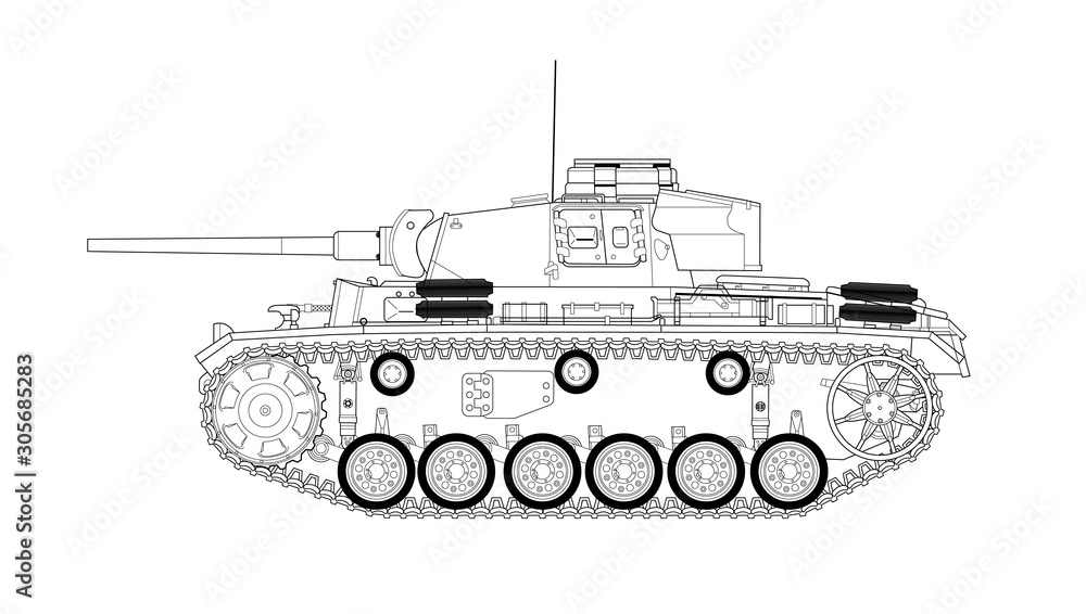 Char allemand Panzer 3 - Plan - WW2