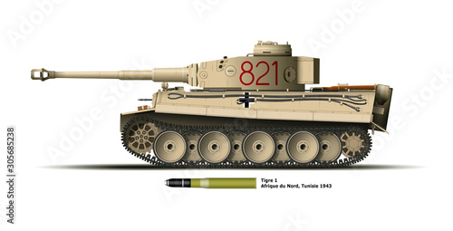 Char allemand Tigre 1 - Afrique - WW2