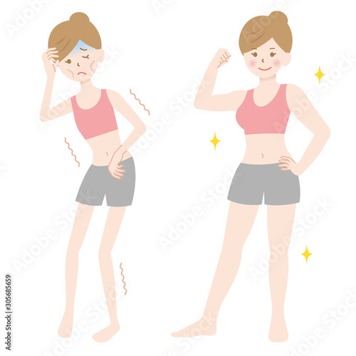 healthy and skinny illness woman illustration. Body and health care concept