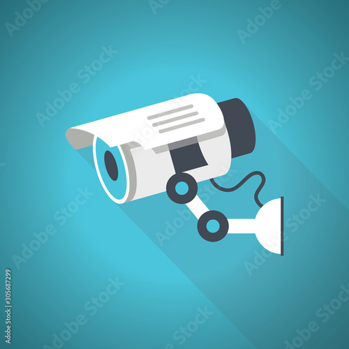Surveillance camera icon with blue background