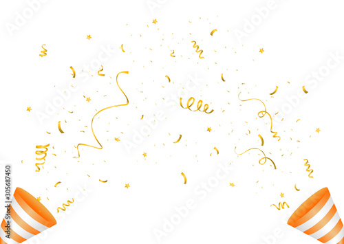 Colorful bright confetti isolated on transparent background. 