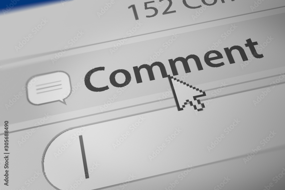 Mouse Cursor Clicking Comment Button. (Social Media Concept) Mouse Cursor Clicking Comment Button. (Social Media Concept)