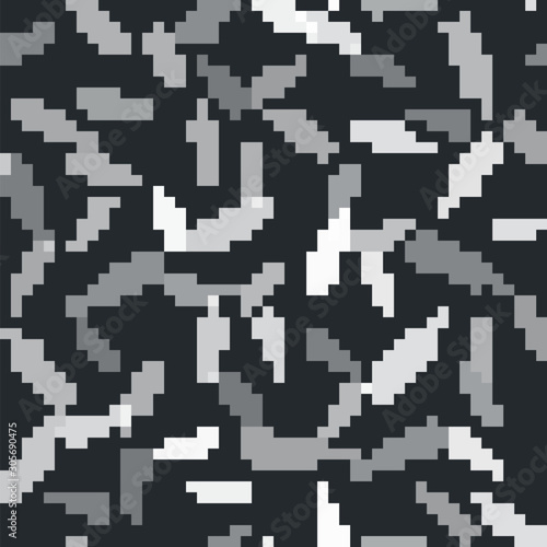 Grey Syringe icon isolated seamless pattern on black background. Syringe for vaccine, vaccination, injection, flu shot. Medical equipment. Vector Illustration