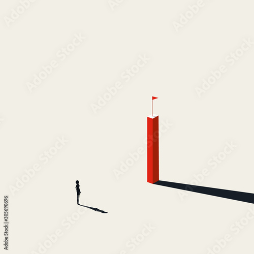 Business woman ambitions vector concept. Symbol of career goals, objectives, motivation and opportunity.