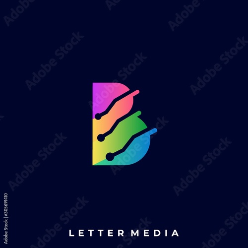 Abstract Letter B Colorful Illustration Vector Design Template