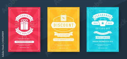 Sale banners or posters templates design with abstract circles discount messages vector illustration.
