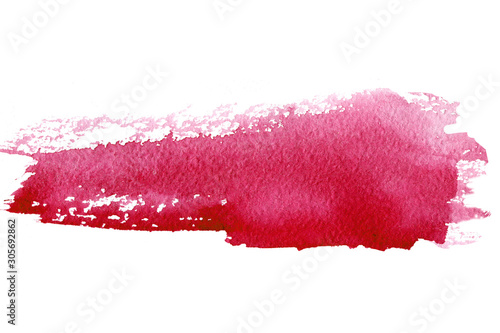 Abstract watercolor stain of wine red isolated on a white background. Hand drawn watercolor illustration. High resolution. Large size. Design concept for wine, alcohol, grape, drinks.