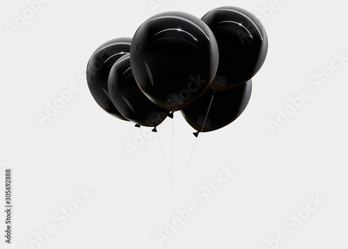 Realistic the black balloon isolated on transparent background. Vector illustration.
