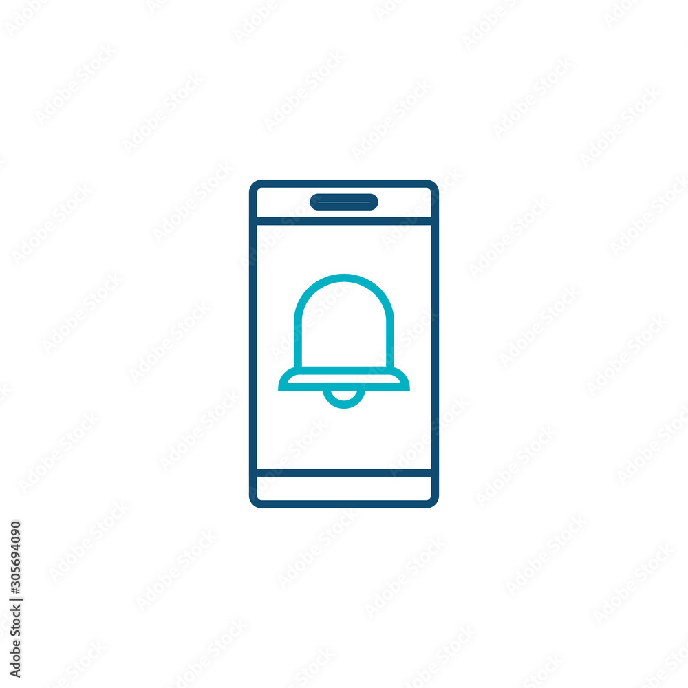 smartphone with bell line style icon smartphone with bell line style icon