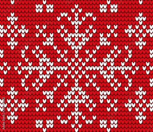 Snowflake embroidered with threads on canvas vector. Needlecraft with cross stitches technique. Decoration of clothes and winter sweaters. Christmas theme seamless pattern flat style illustration