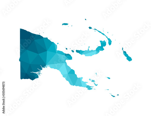 Photo Vector isolated illustration icon with simplified blue silhouette of Papua New Guinea map