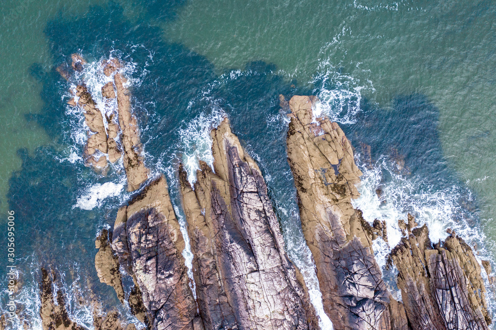 Top Down View Over Scenic Cliffs in Scotland Top Down View Over Scenic Cliffs in Scotland