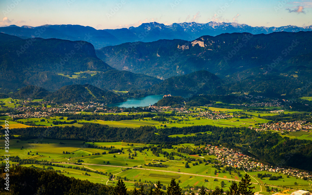 View on Lake Bled from Karavankas, Slovenia
