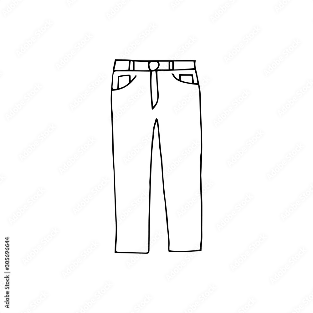 Hand drawn jeans Isolated on a white background. Vector illustration Hand drawn jeans Isolated on a white background. Vector illustration
