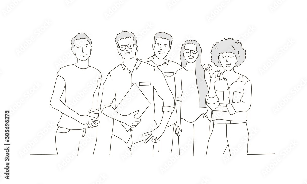 Group of business people. Hand drawn vector illustration. Group of business people. Hand drawn vector illustration.