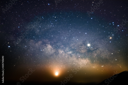 night sky with stars and moon