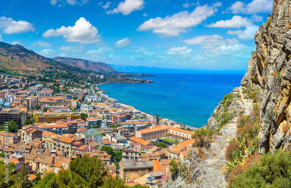 Fototapeta premium Aerial view of Cefalu in Sicily, Italy