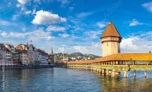 Famous Chapel bridge in Lucerne