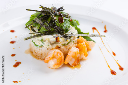 rice with avocado and shrimp