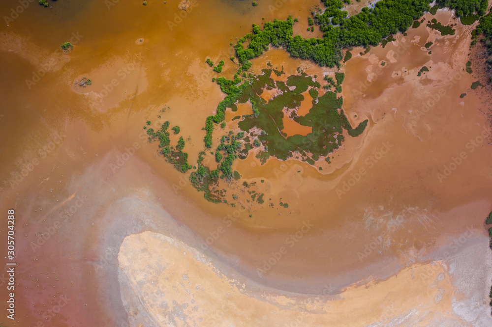 Fototapeta premium Aerial view of national reserve in south of Gambia, West Africa. Photo made by drone from above.