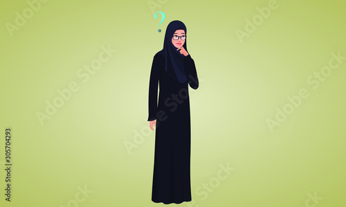 Arabic Muslim Woman Thinking 
