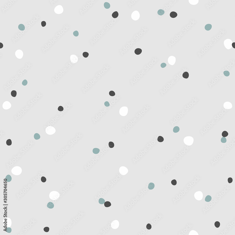 Seamless pattern with scattered round spots. Simple repeated print. Vector illustration.
