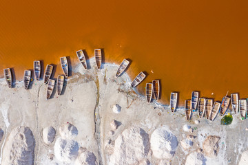 Sierkussen Luchtfoto strand Roze meer Lac Rose Senegal  © Curioso.Photography