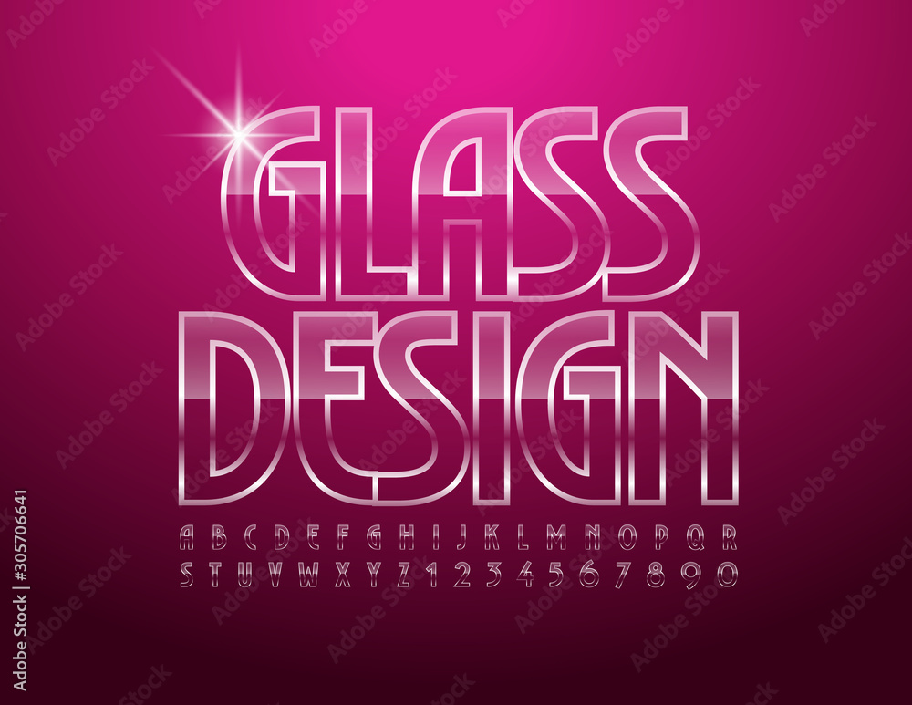Vector Glass Design elegant Font. Transparent iced Alphabet Letters and Numbers Vector Glass Design elegant Font. Transparent iced Alphabet Letters and Numbers
