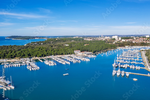 An aerial shot of Verudela peninsula in Pula