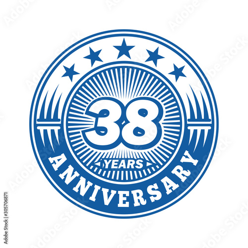 38 years logo. Thirty-eight years anniversary celebration logo design. Vector and illustration.