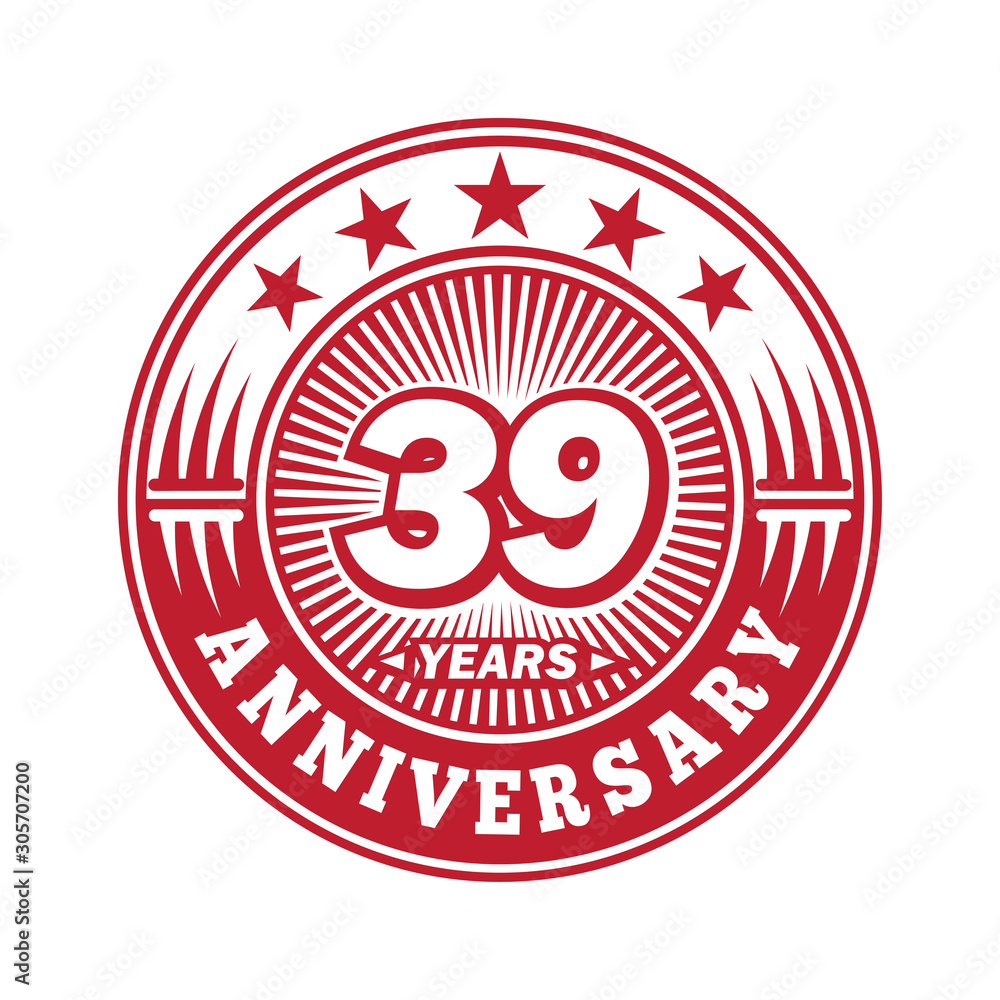 39 years logo. Thirty-nine years anniversary celebration logo design. Vector and illustration. 39 years logo. Thirty-nine years anniversary celebration logo design. Vector and illustration.