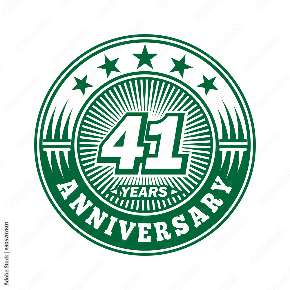 41 years logo. Forty-one years anniversary celebration logo design. Vector and illustration.